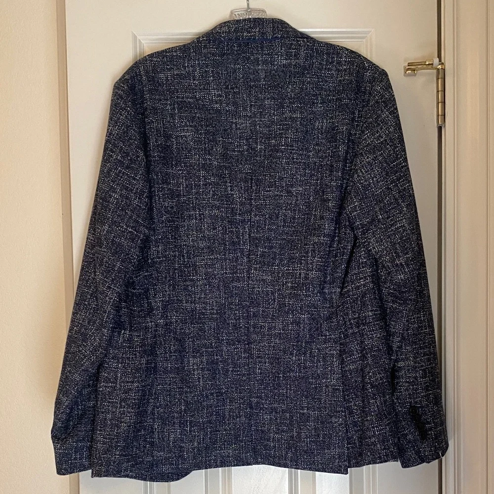Mango Navy Blue Textured Men's Blazer Jacket Sz 38 Slim Fit Preppy Classic